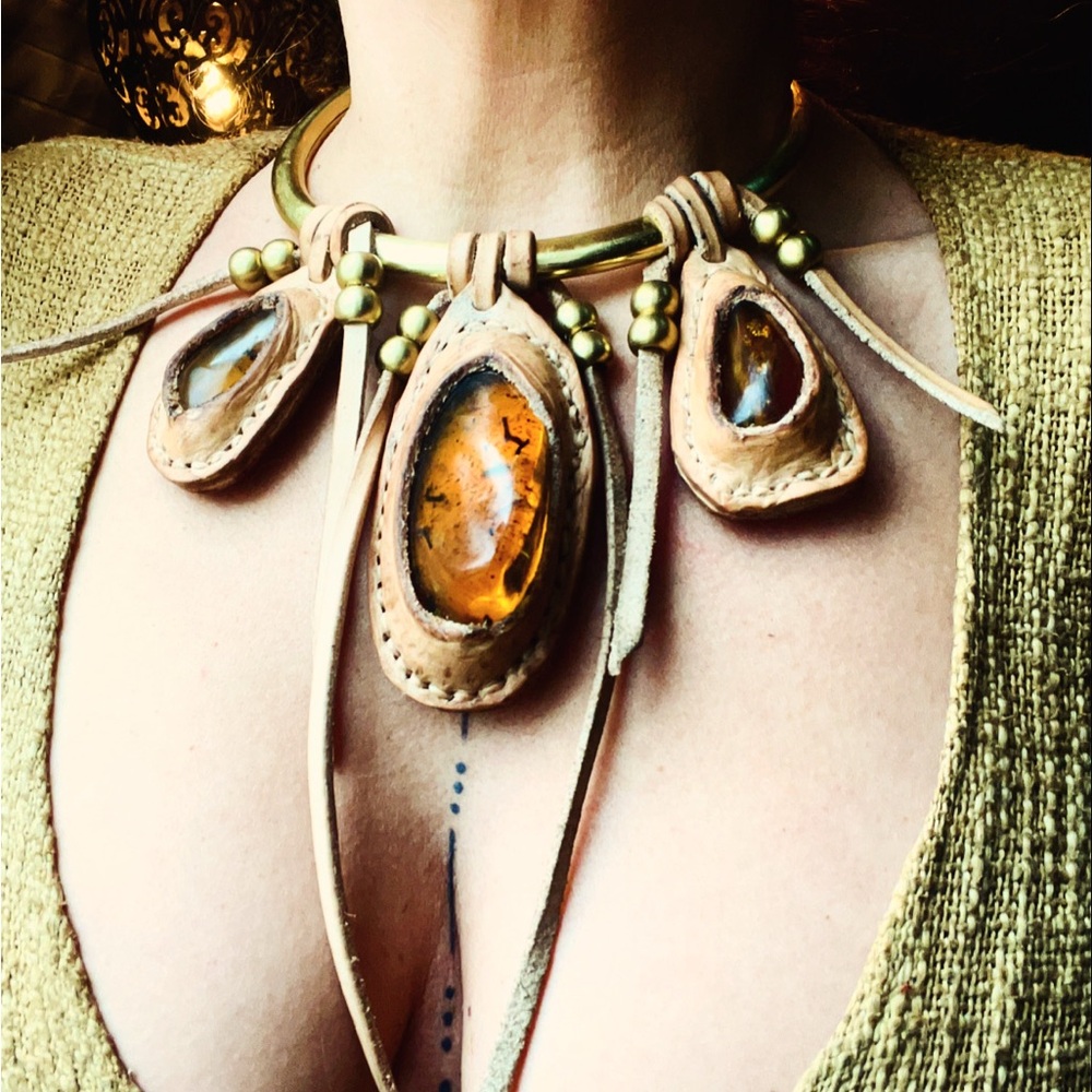 SOLD
New Artisan Amber Statement Necklace